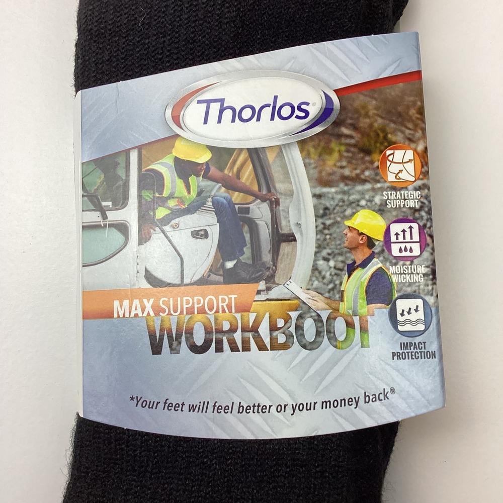 Thorlos Max Support Workboot Over-Calf Socks XL Black WBSO15 Made in USA